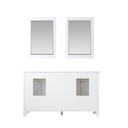 Isla 60" Double Bathroom Vanity Set in White and Carrara White Marble Countertop with Mirror