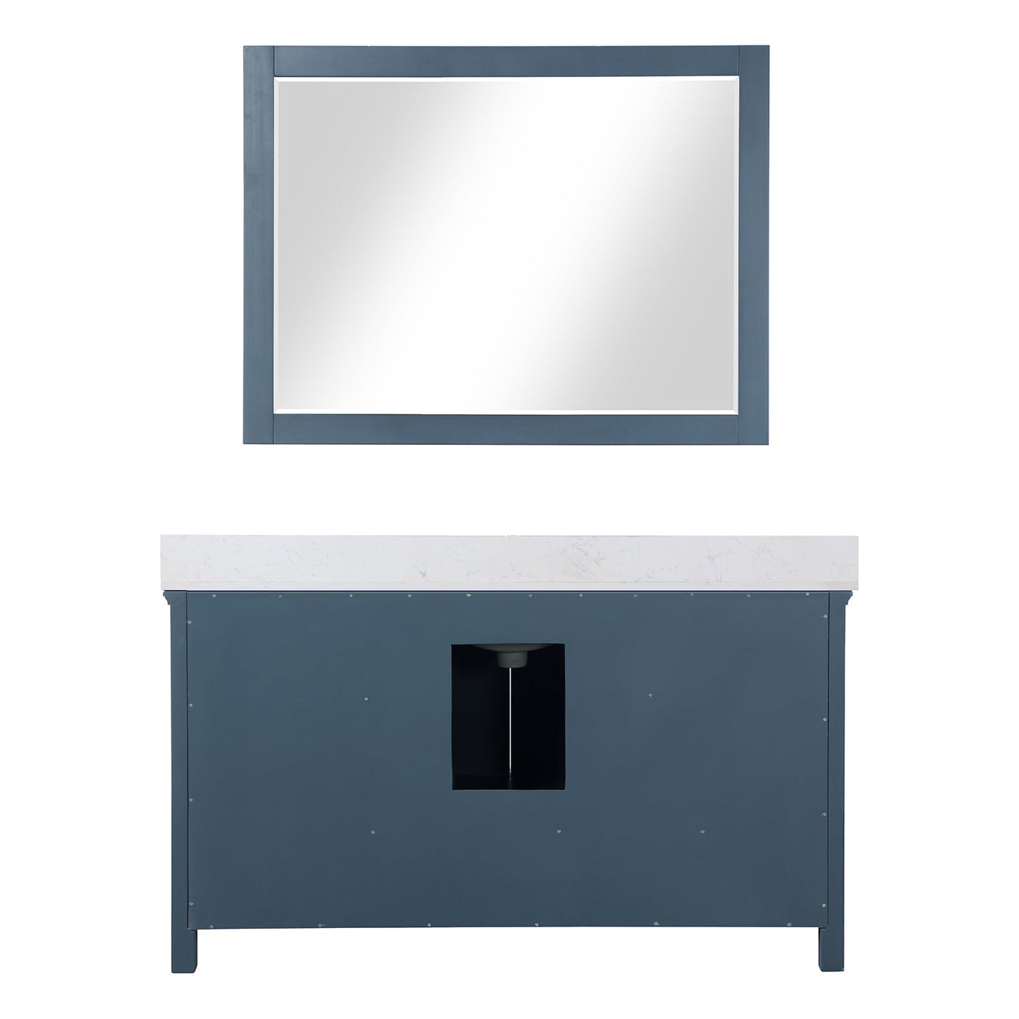 Isla 60" Single Bathroom Vanity Set in Classic Blue and Aosta White Engineered Stone Countertop with Mirror