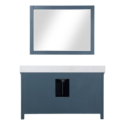 Isla 60" Single Bathroom Vanity Set in Classic Blue and Aosta White Engineered Stone Countertop with Mirror