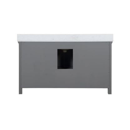 Isla 60" Single Bathroom Vanity Set in Gray and Aosta White Engineered Stone Countertop without Mirror