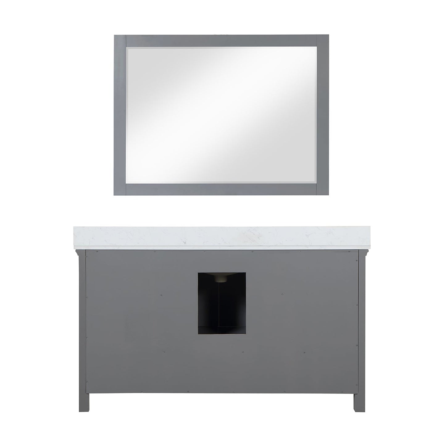 Isla 60" Single Bathroom Vanity Set in Gray and Aosta White Engineered Stone Countertop with Mirror