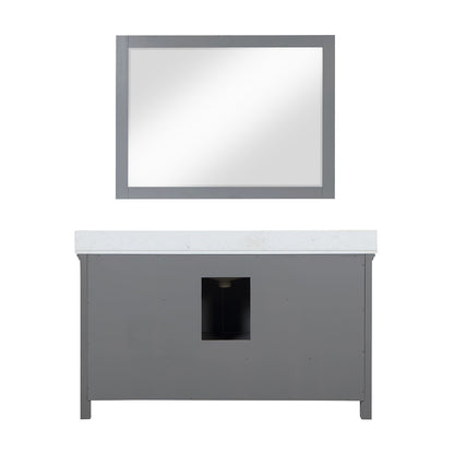 Isla 60" Single Bathroom Vanity Set in Gray and Aosta White Engineered Stone Countertop with Mirror