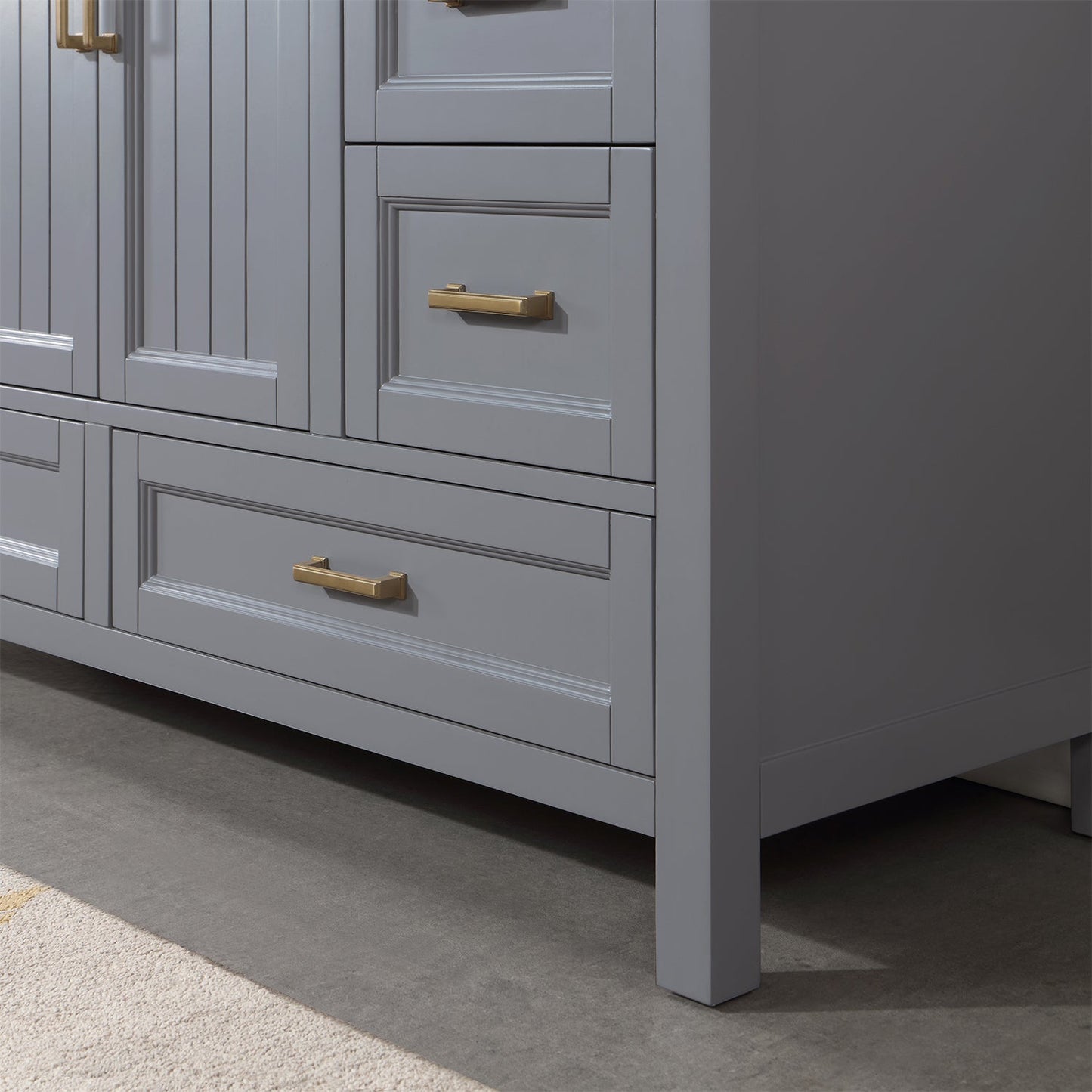 Isla 60" Single Bathroom Vanity Set in Gray and Aosta White Engineered Stone Countertop with Mirror