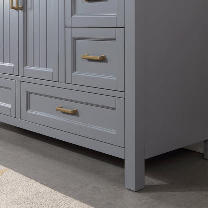 Isla 60" Single Bathroom Vanity Set in Gray and Aosta White Engineered Stone Countertop with Mirror