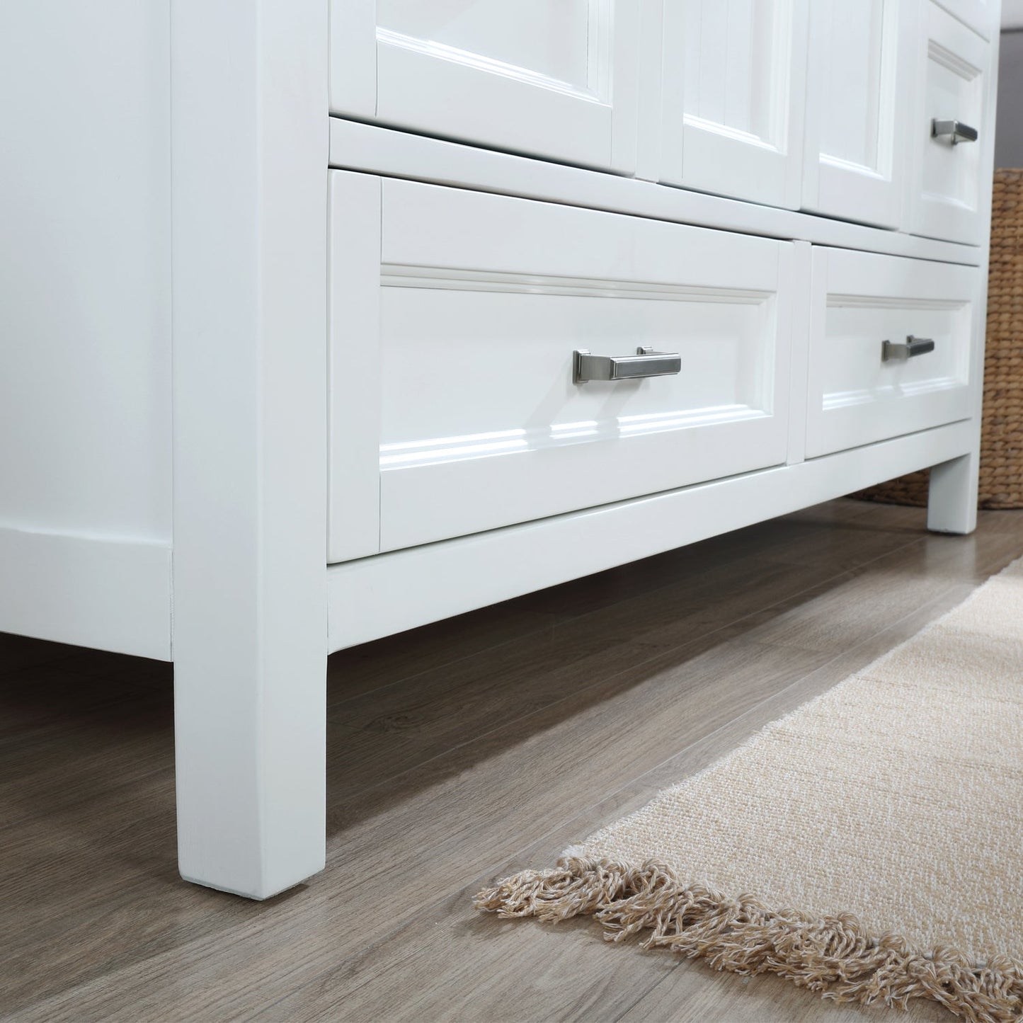 Isla 60" Single Bathroom Vanity Set in White and Aosta White Engineered Stone Countertop without Mirror
