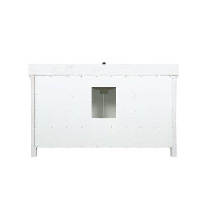 Isla 60" Single Bathroom Vanity Set in White and Aosta White Engineered Stone Countertop without Mirror