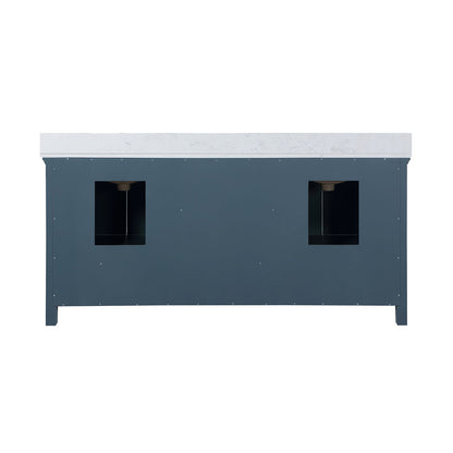 Isla 72" Double Bathroom Vanity Set in Classic Blue and Aosta White Engineered Stone Countertop without Mirror