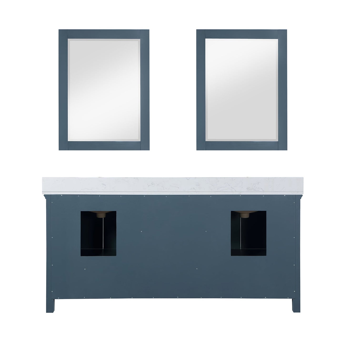 Isla 72" Double Bathroom Vanity Set in Classic Blue and Aosta White Engineered Stone Countertop with Mirror