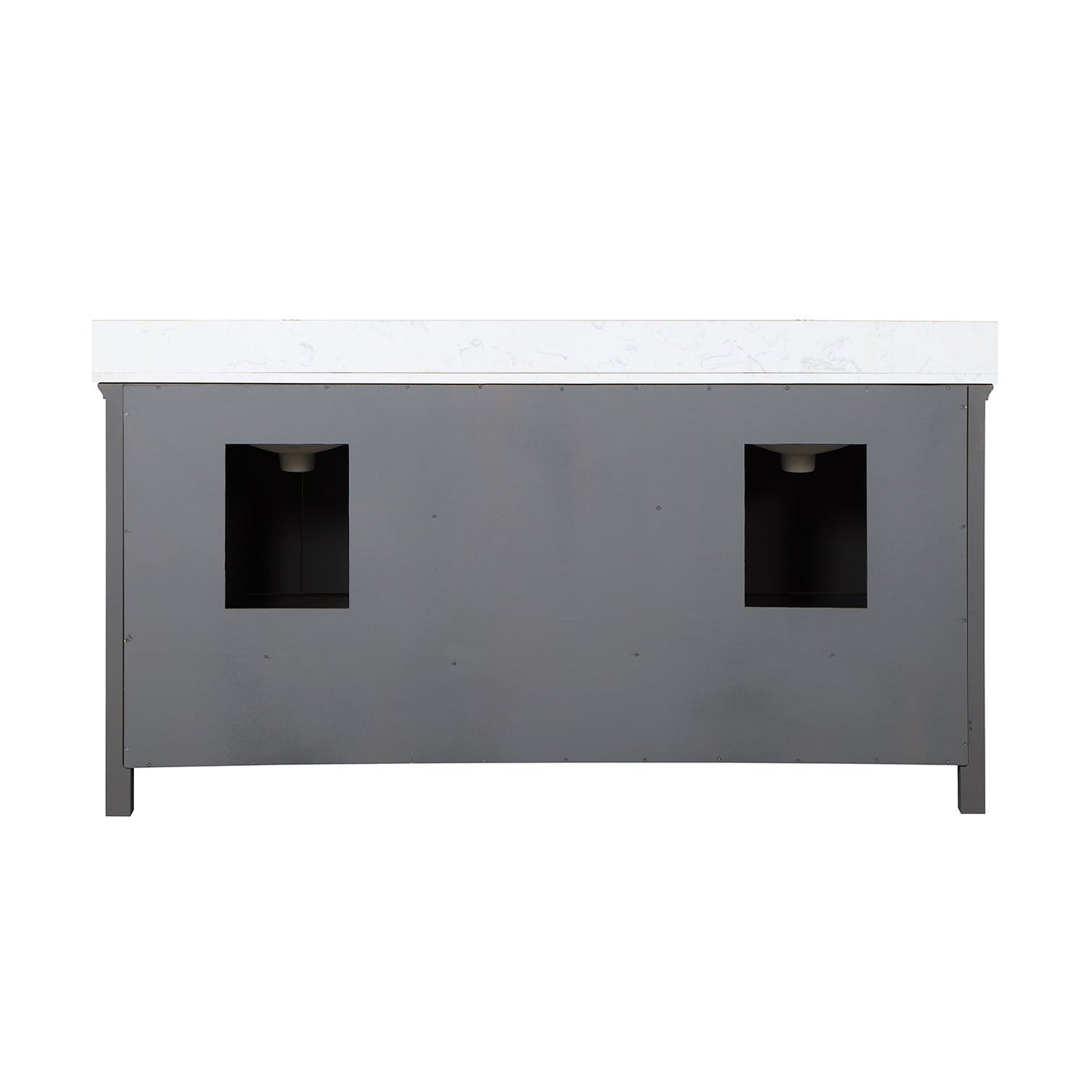 Isla 72" Double Bathroom Vanity Set in Gray and Aosta White Engineered Stone Countertop without Mirror