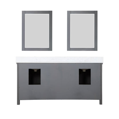 Isla 72" Double Bathroom Vanity Set in Gray and Aosta White Engineered Stone Countertop with Mirror
