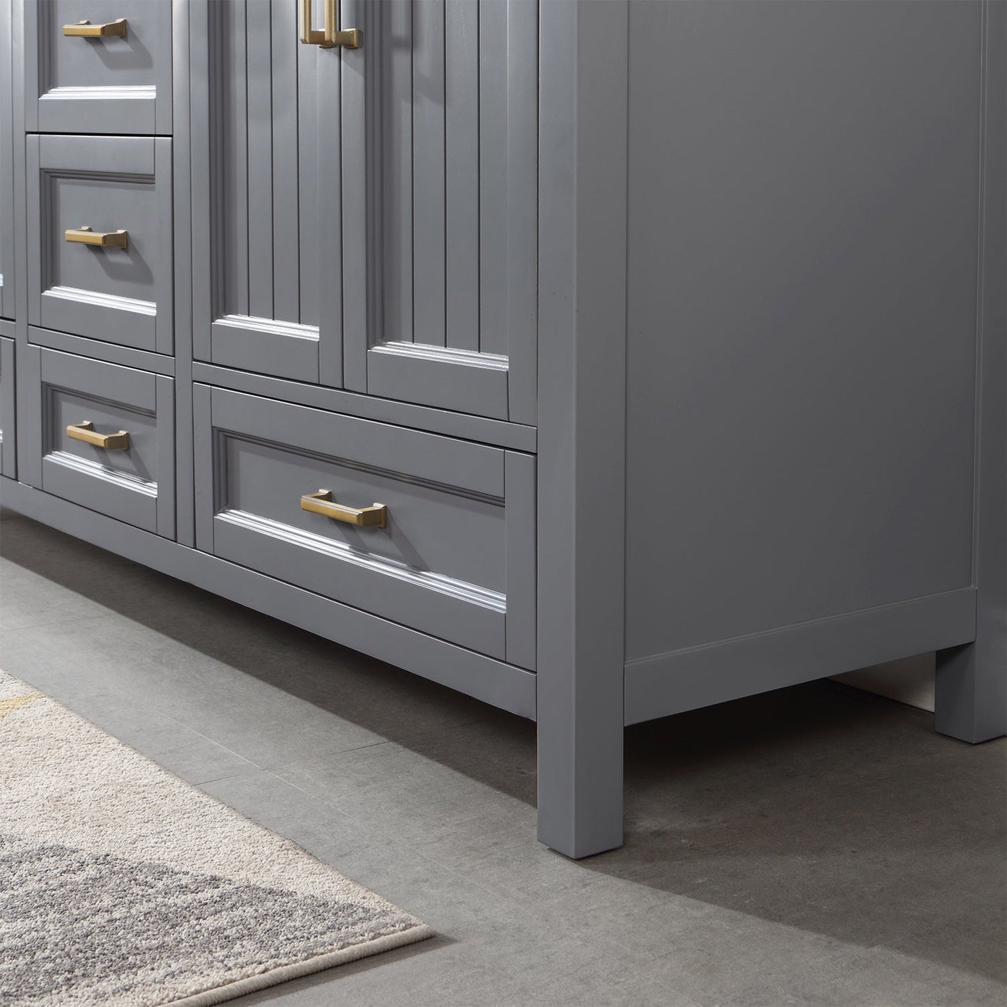 Isla 72" Double Bathroom Vanity Set in Gray and Aosta White Engineered Stone Countertop with Mirror