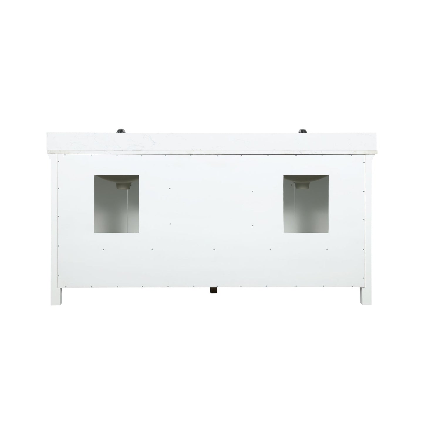 Isla 72" Double Bathroom Vanity Set in White and Aosta White Engineered Stone Countertop without Mirror