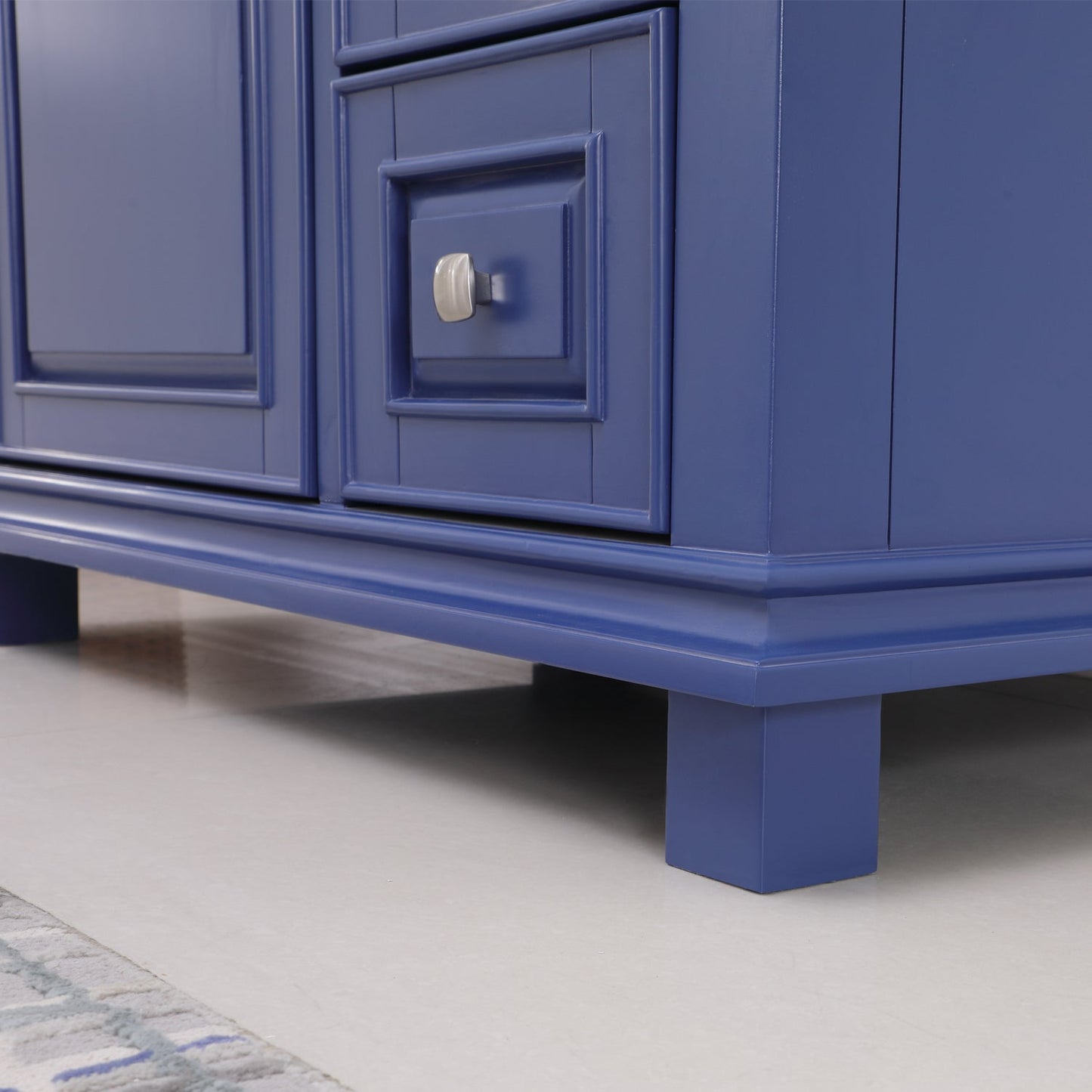 Jardin 36" Single Bathroom Vanity Set in Jewelry Blue and Carrara White Marble Countertop without Mirror