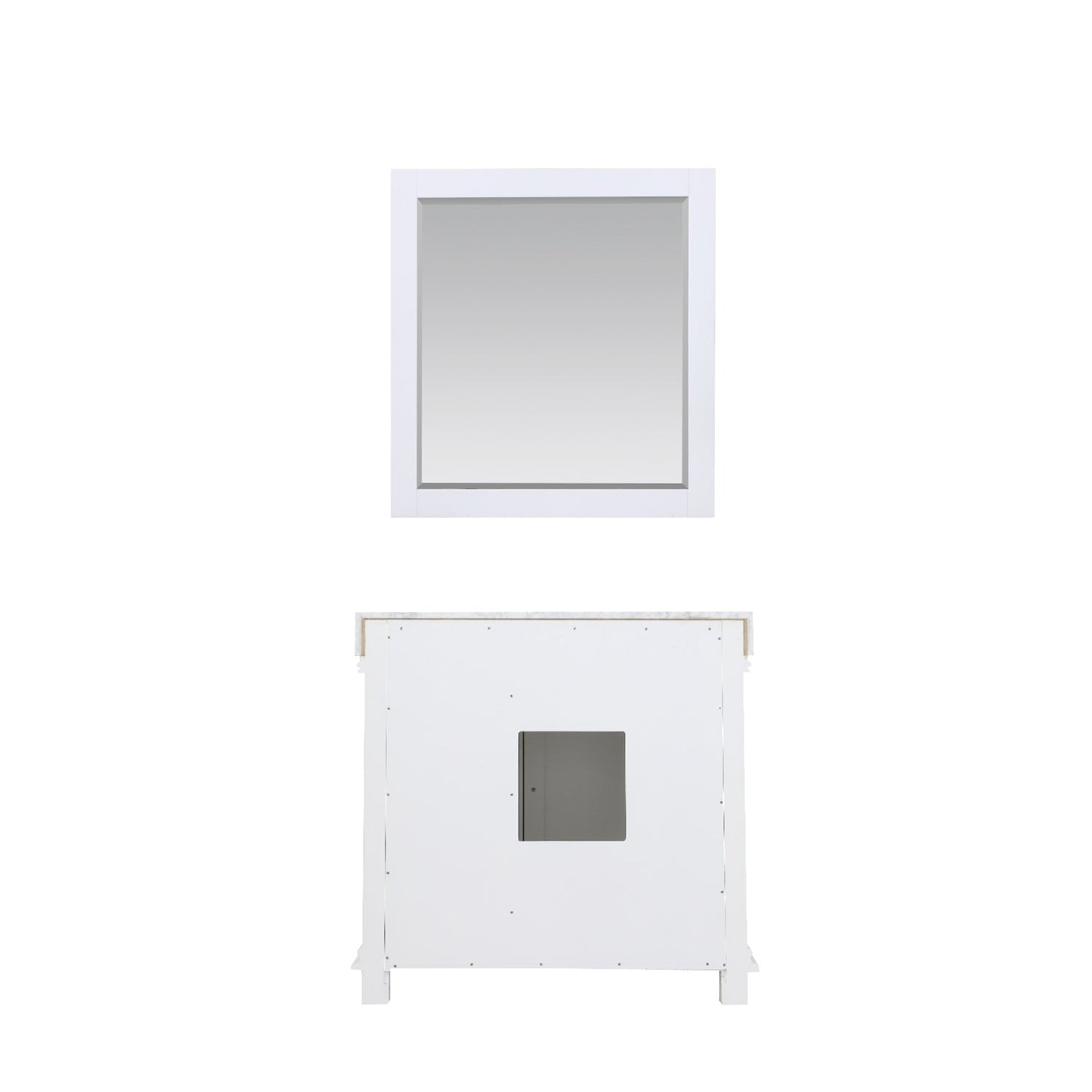 Jardin 36" Single Bathroom Vanity Set in White and Carrara White Marble Countertop with Mirror