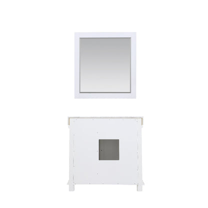 Jardin 36" Single Bathroom Vanity Set in White and Carrara White Marble Countertop with Mirror