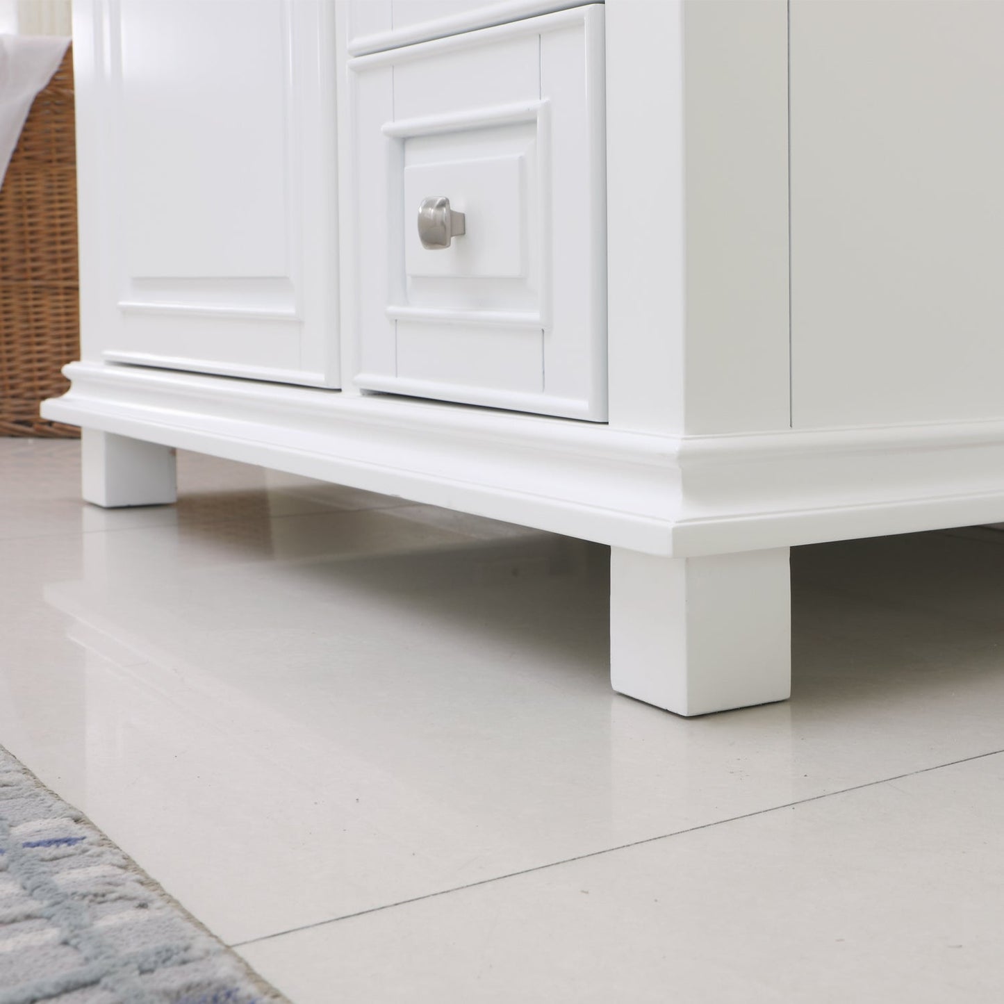 Jardin 36" Single Bathroom Vanity Set in White and Carrara White Marble Countertop with Mirror