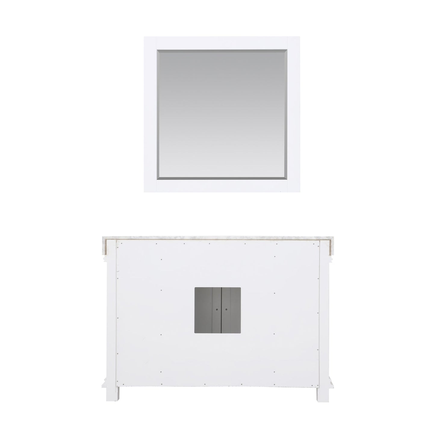 Jardin 48" Single Bathroom Vanity Set in White and Carrara White Marble Countertop with Mirror