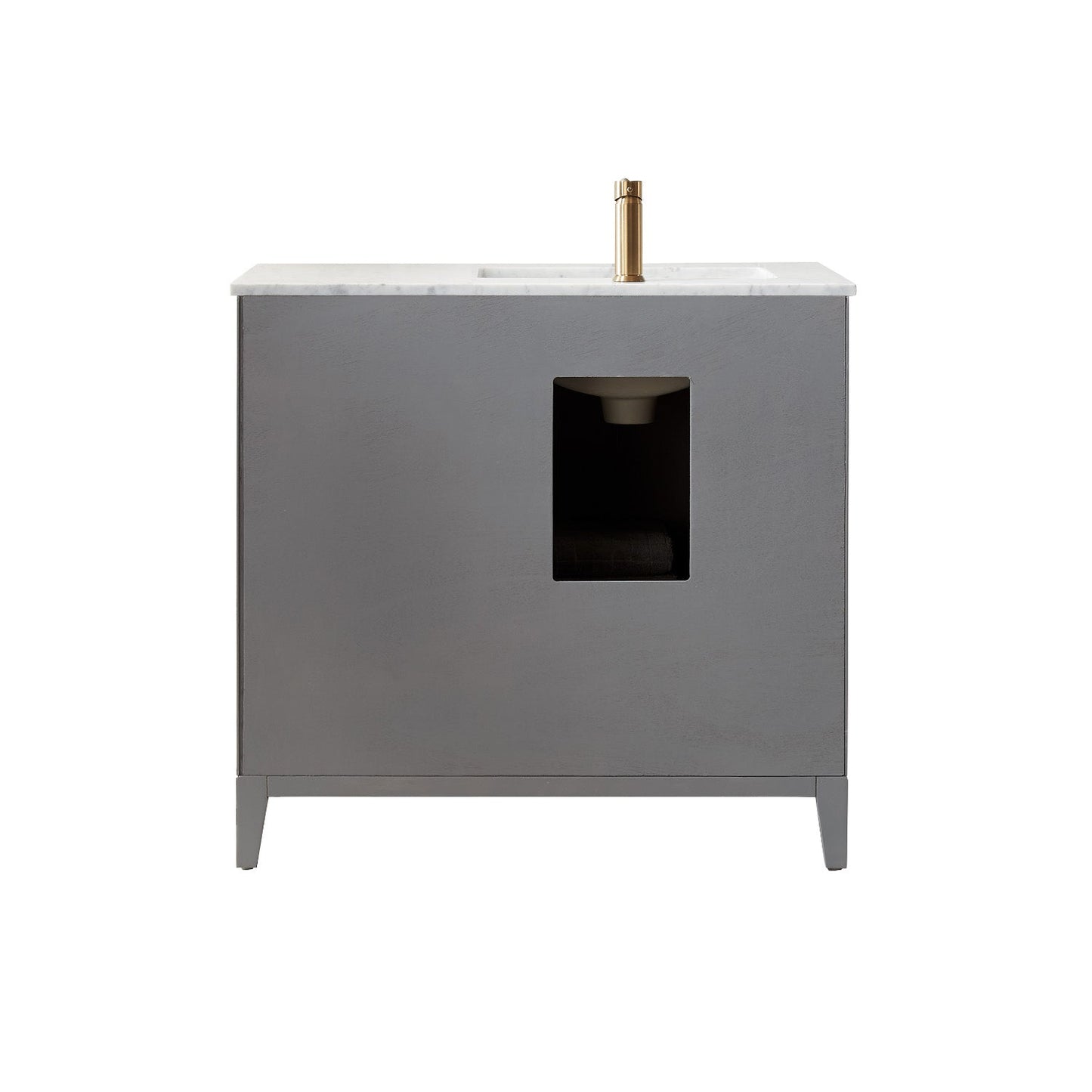 Sutton 36" Single Bathroom Vanity Set in Gray and Carrara White Marble Countertop without Mirror