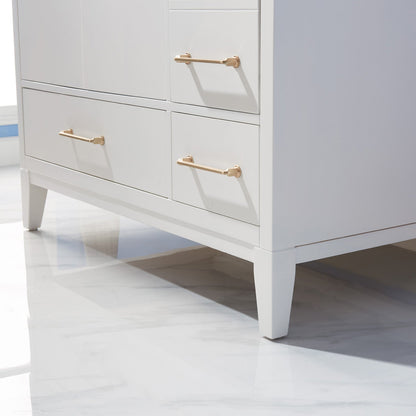 Sutton 36" Single Bathroom Vanity Set in White and Carrara White Marble Countertop without Mirror
