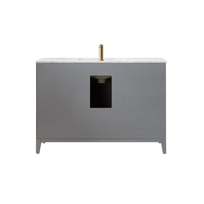 Sutton 48" Single Bathroom Vanity Set in Gray and Carrara White Marble Countertop without Mirror