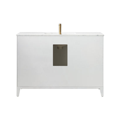Sutton 48" Single Bathroom Vanity Set in White and Carrara White Marble Countertop without Mirror