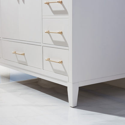 Sutton 48" Single Bathroom Vanity Set in White and Carrara White Marble Countertop without Mirror