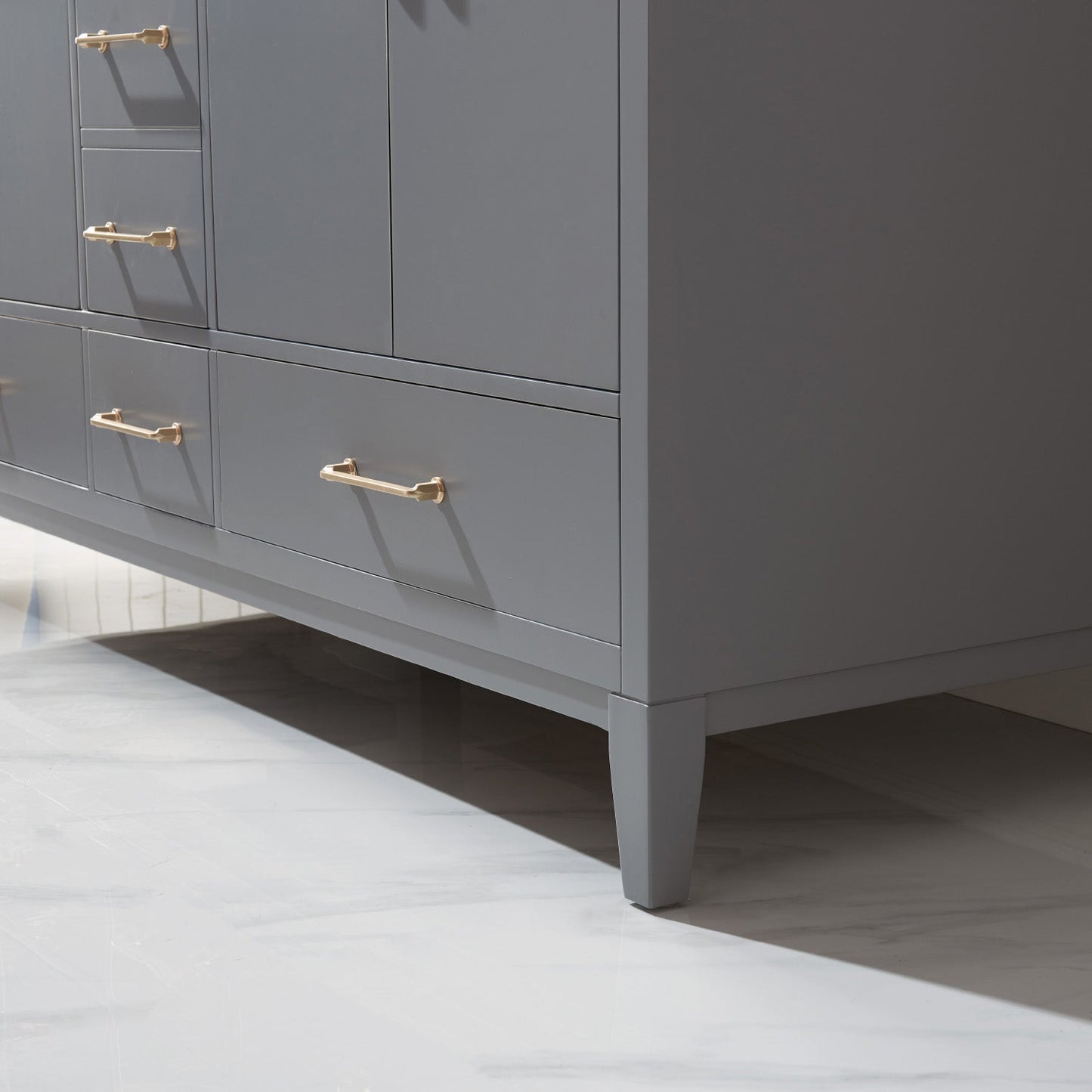 Sutton 60" Double Bathroom Vanity Set in Gray and Carrara White Marble Countertop without Mirror