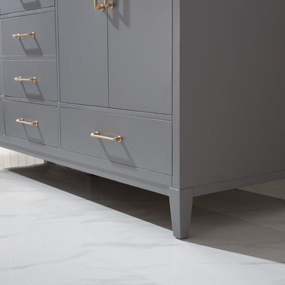 Sutton 72" Double Bathroom Vanity Set in Gray and Carrara White Marble Countertop with Mirror