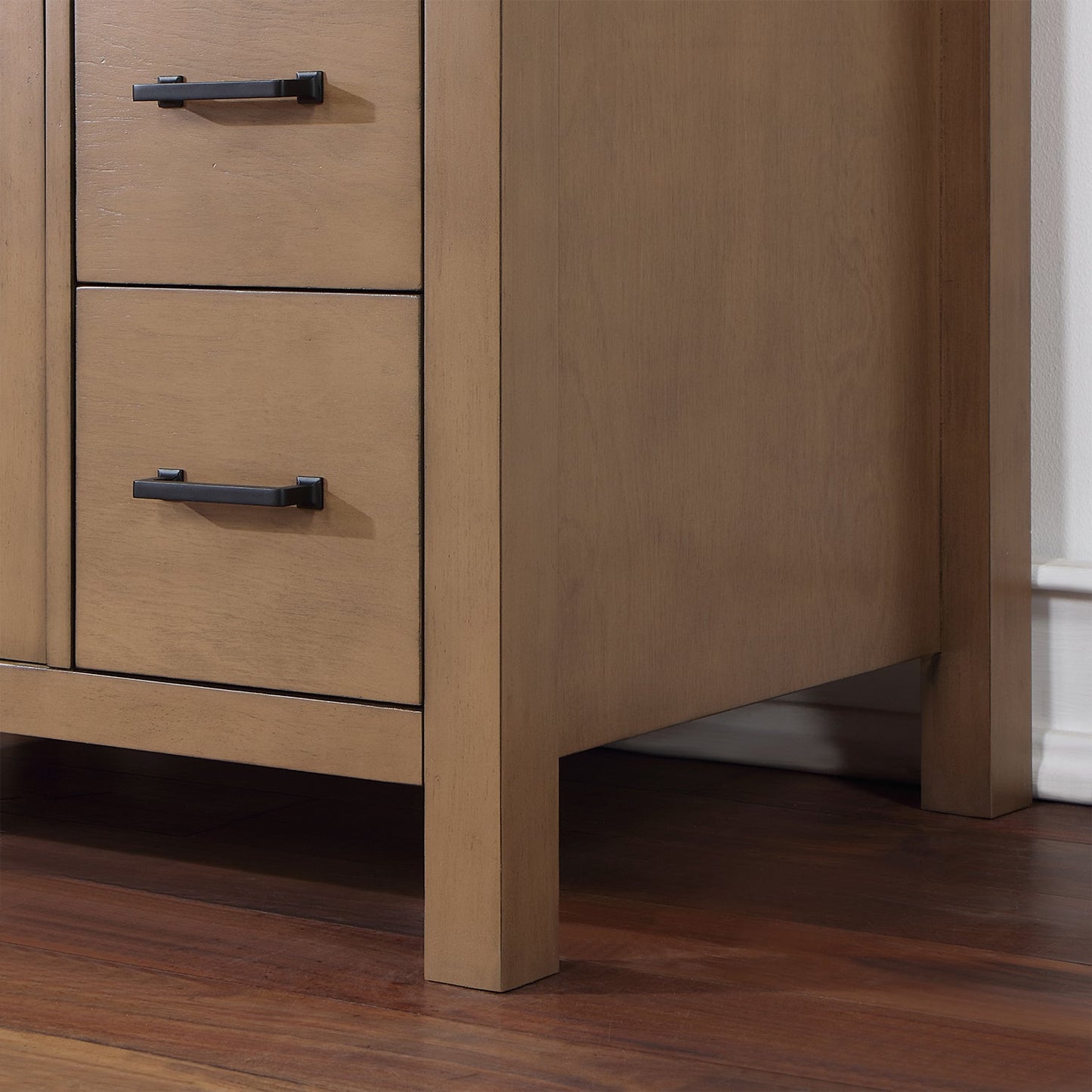 Hadiya 36" Single Bathroom Vanity Set in Brown Pine with Aosta White Engineered Stone Countertop with Mirror