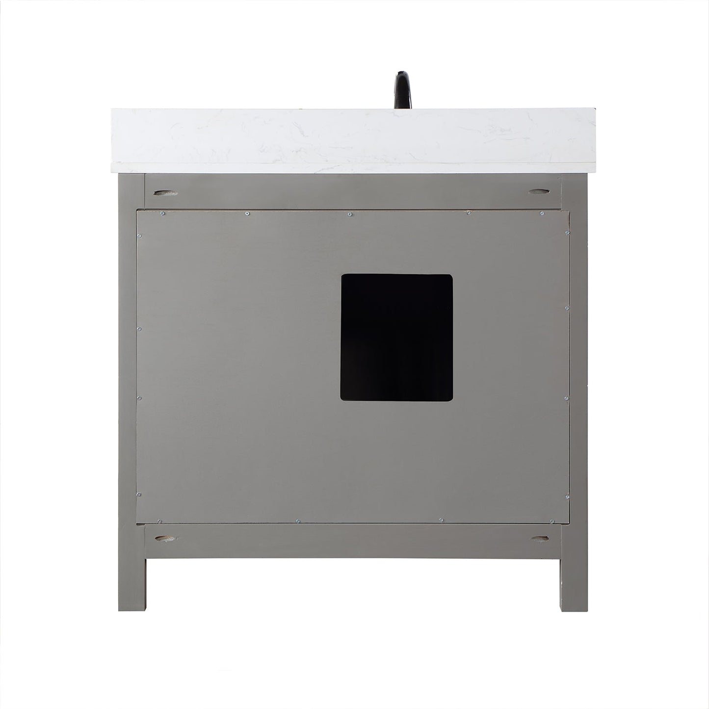 Hadiya 36" Single Bathroom Vanity Set in Gray Pine with Aosta White Engineered Stone Countertop without Mirror