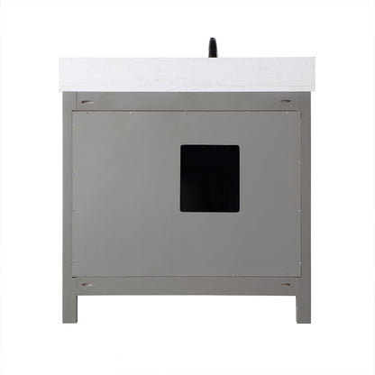 Hadiya 36" Single Bathroom Vanity Set in Gray Pine with Aosta White Engineered Stone Countertop without Mirror