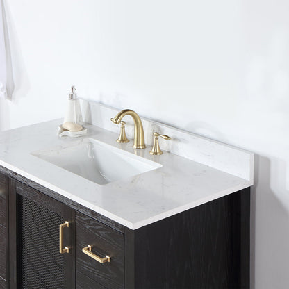 Hadiya 42" Single Bathroom Vanity Set in Black Oak with Aosta White Engineered Stone Countertop without Mirror