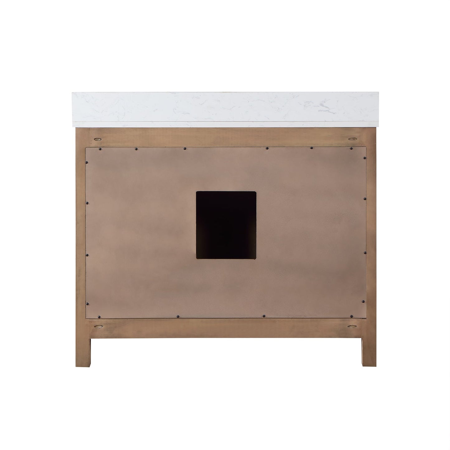 Hadiya 42" Single Bathroom Vanity Set in Brown Pine with Aosta White Engineered Stone Countertop without Mirror