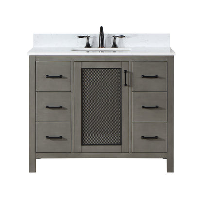 Hadiya 42" Single Bathroom Vanity Set in Gray Pine with Aosta White Engineered Stone Countertop without Mirror