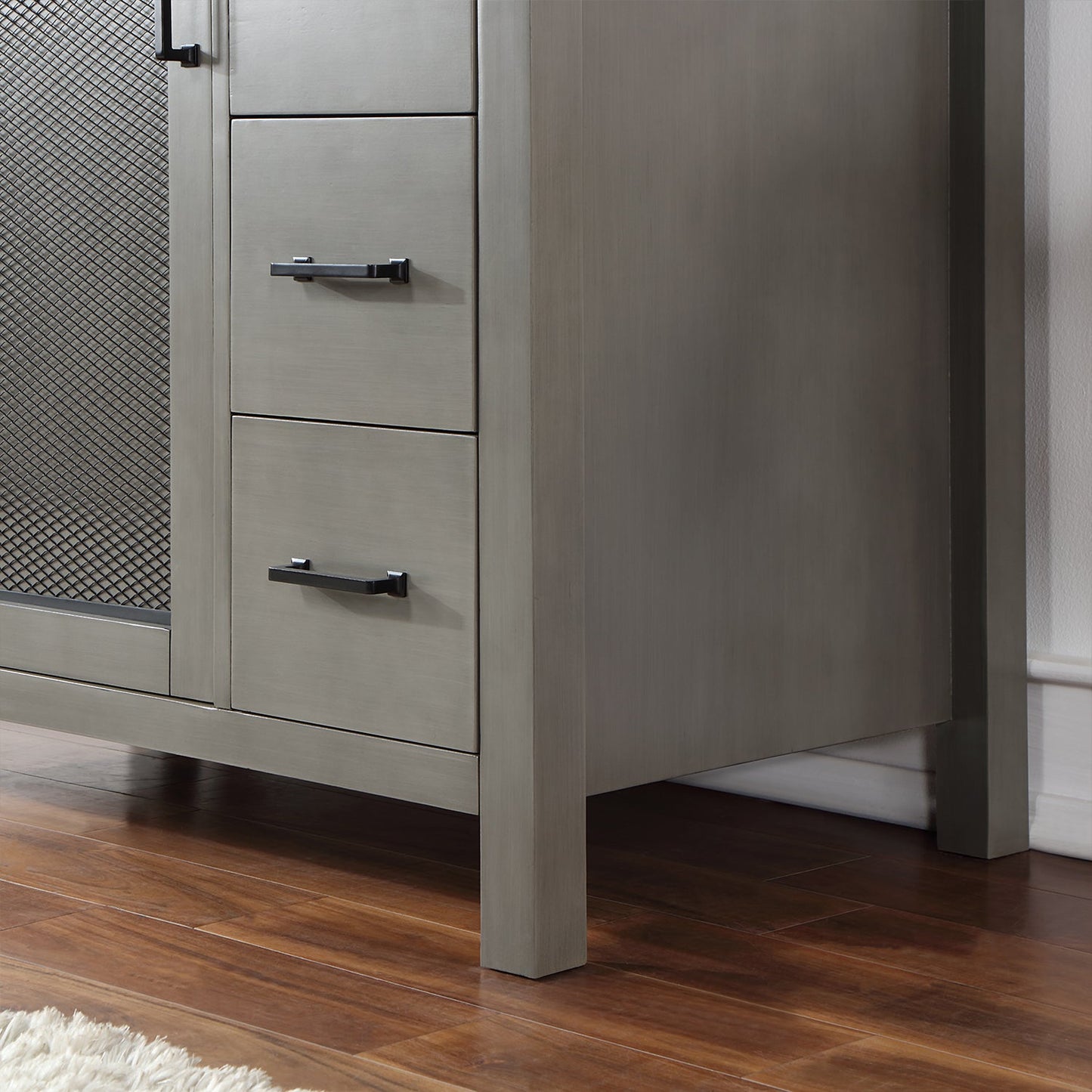 Hadiya 42" Single Bathroom Vanity Set in Gray Pine with Aosta White Engineered Stone Countertop with Mirror