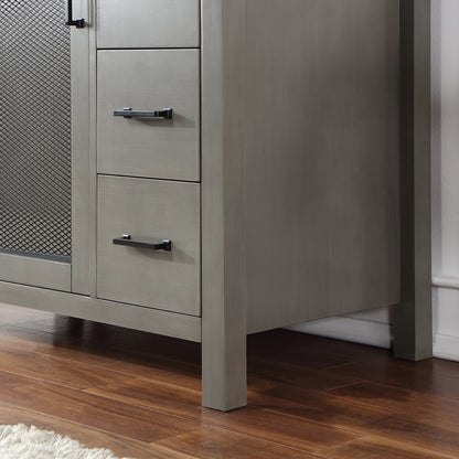 Hadiya 42" Single Bathroom Vanity Set in Gray Pine with Aosta White Engineered Stone Countertop with Mirror