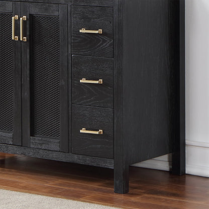 Hadiya 48" Single Bathroom Vanity Set in Black Oak with Aosta White Engineered Stone Countertop without Mirror