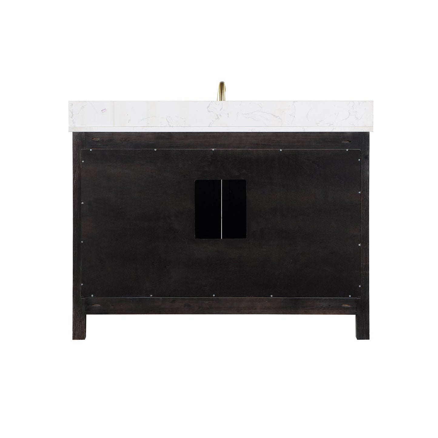 Hadiya 48" Single Bathroom Vanity Set in Black Oak with Aosta White Engineered Stone Countertop without Mirror