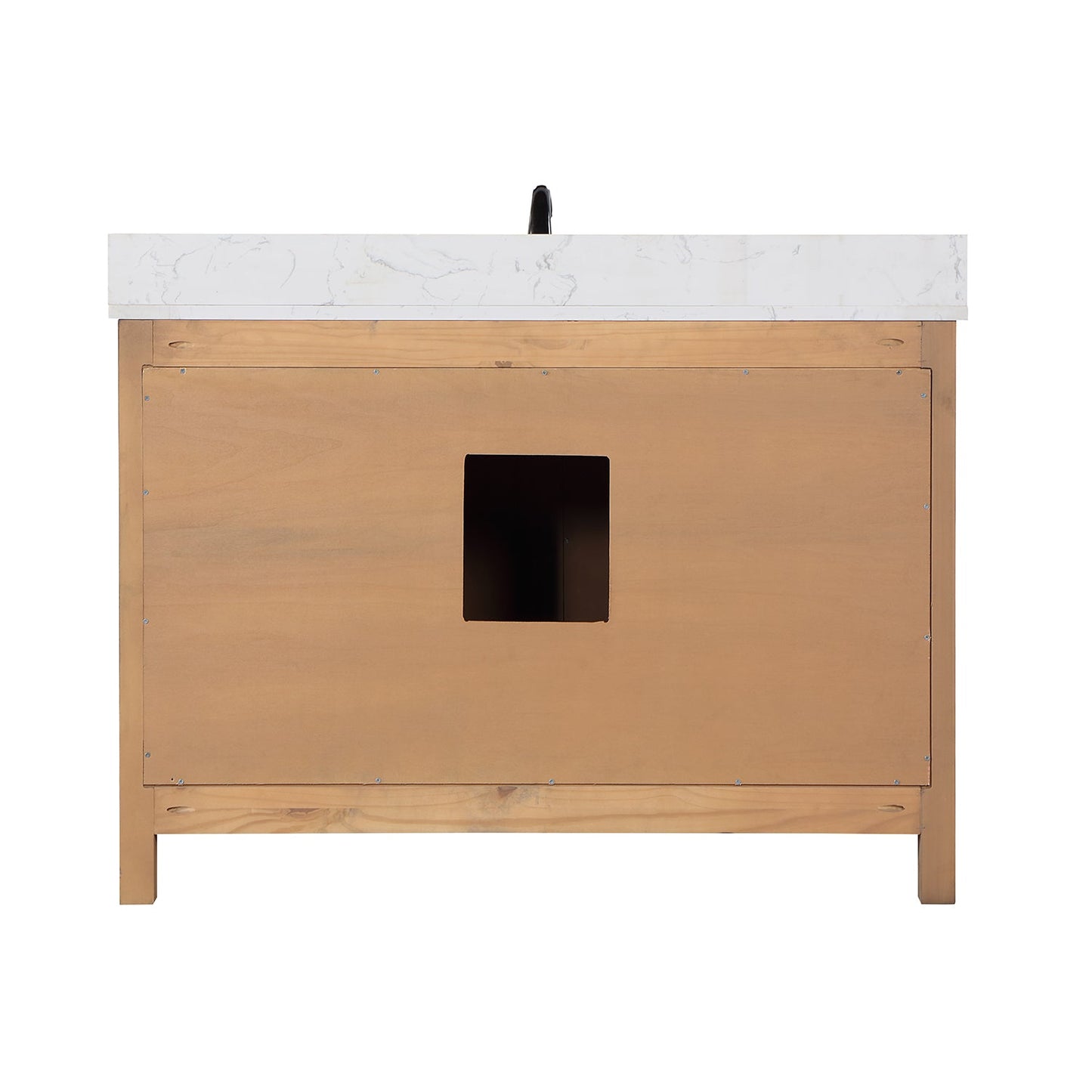 Hadiya 48" Single Bathroom Vanity Set in Brown Pine with Aosta White Engineered Stone Countertop with Mirror