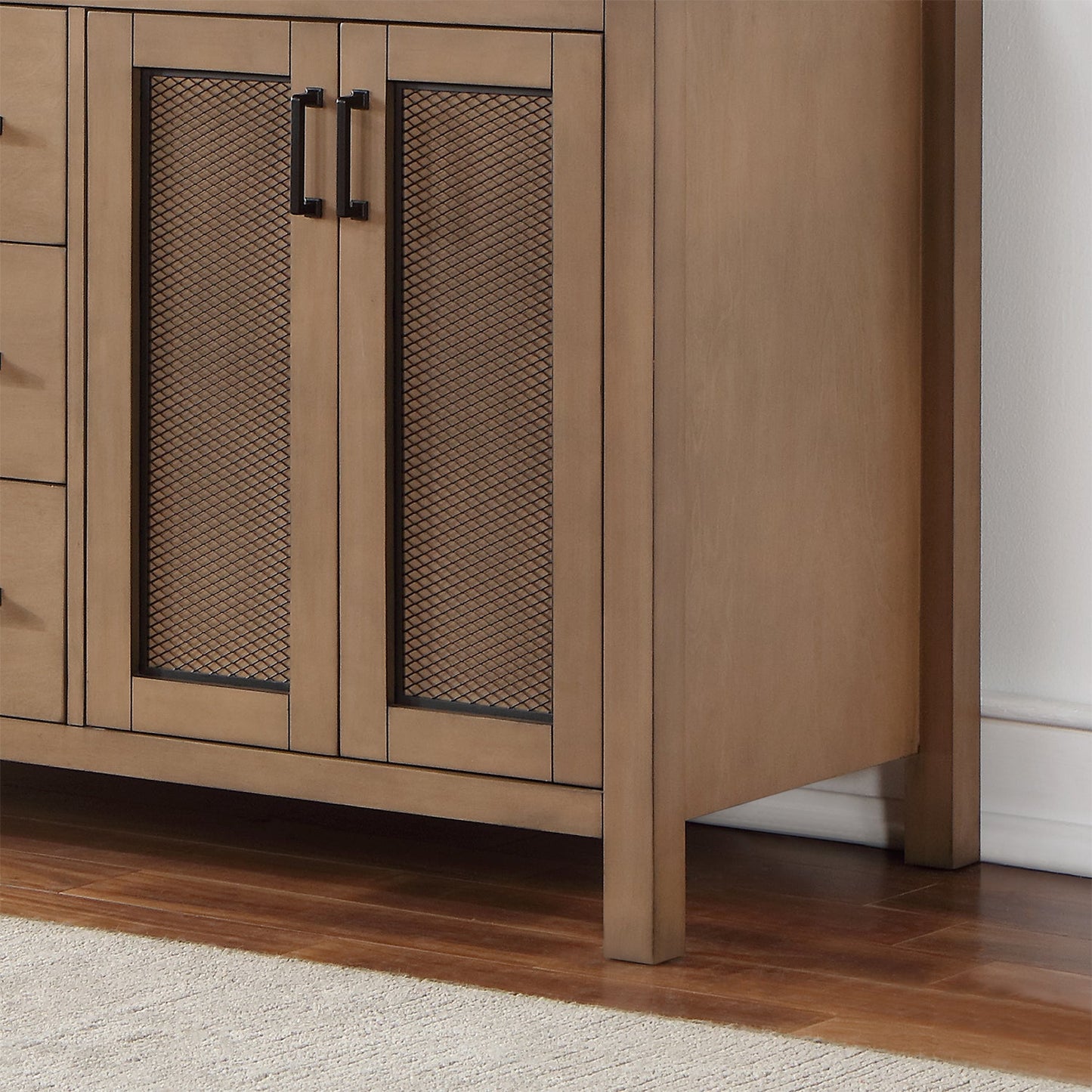 Hadiya 60" Double Bathroom Vanity Set in Brown Pine with Aosta White Engineered Stone Countertop without Mirror