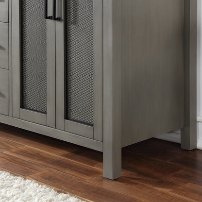 Hadiya 60" Double Bathroom Vanity Set in Gray Pine with Aosta White Engineered Stone Countertop without Mirror
