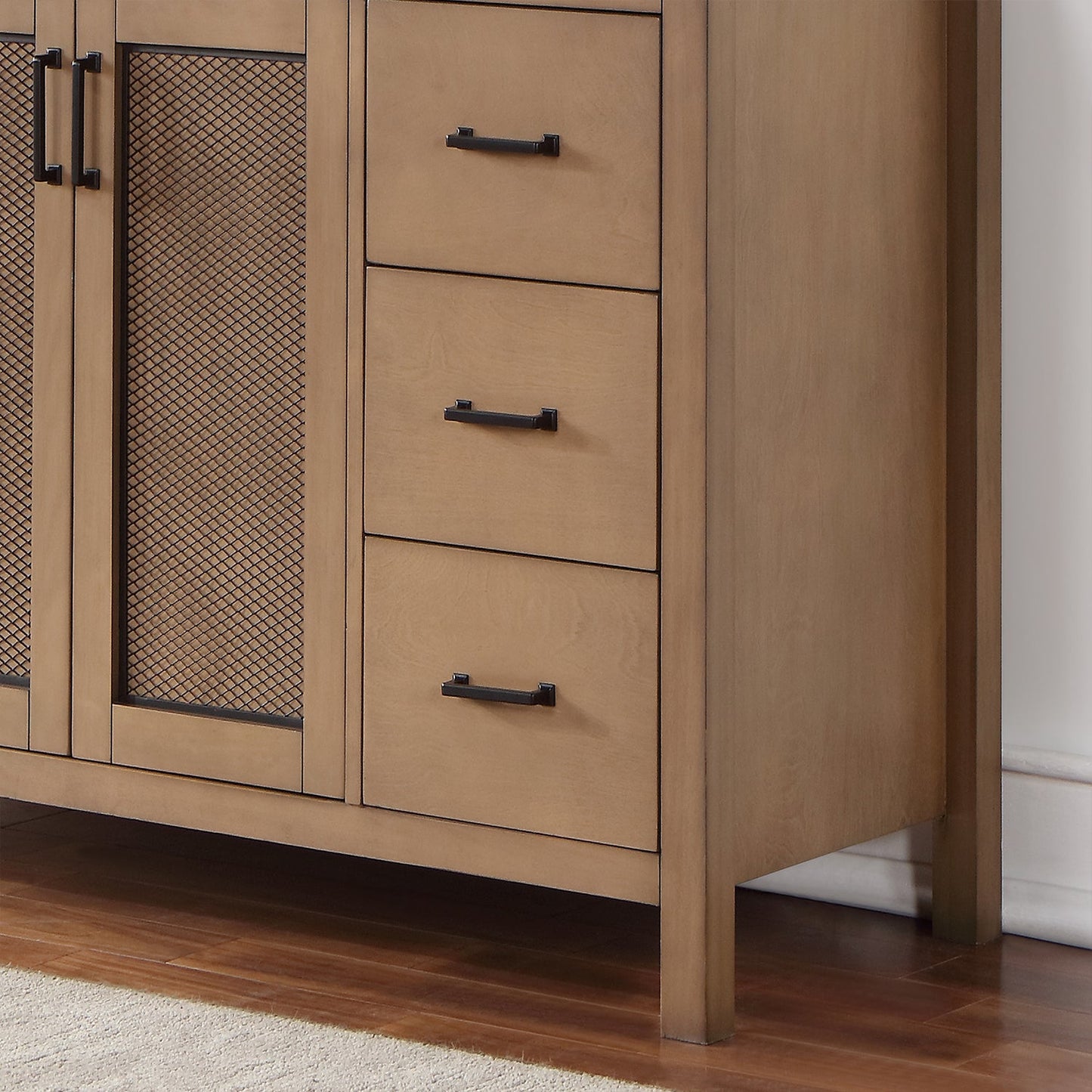 Hadiya 60" Single Bathroom Vanity Set in Brown Pine with Aosta White Engineered Stone Countertop without Mirror