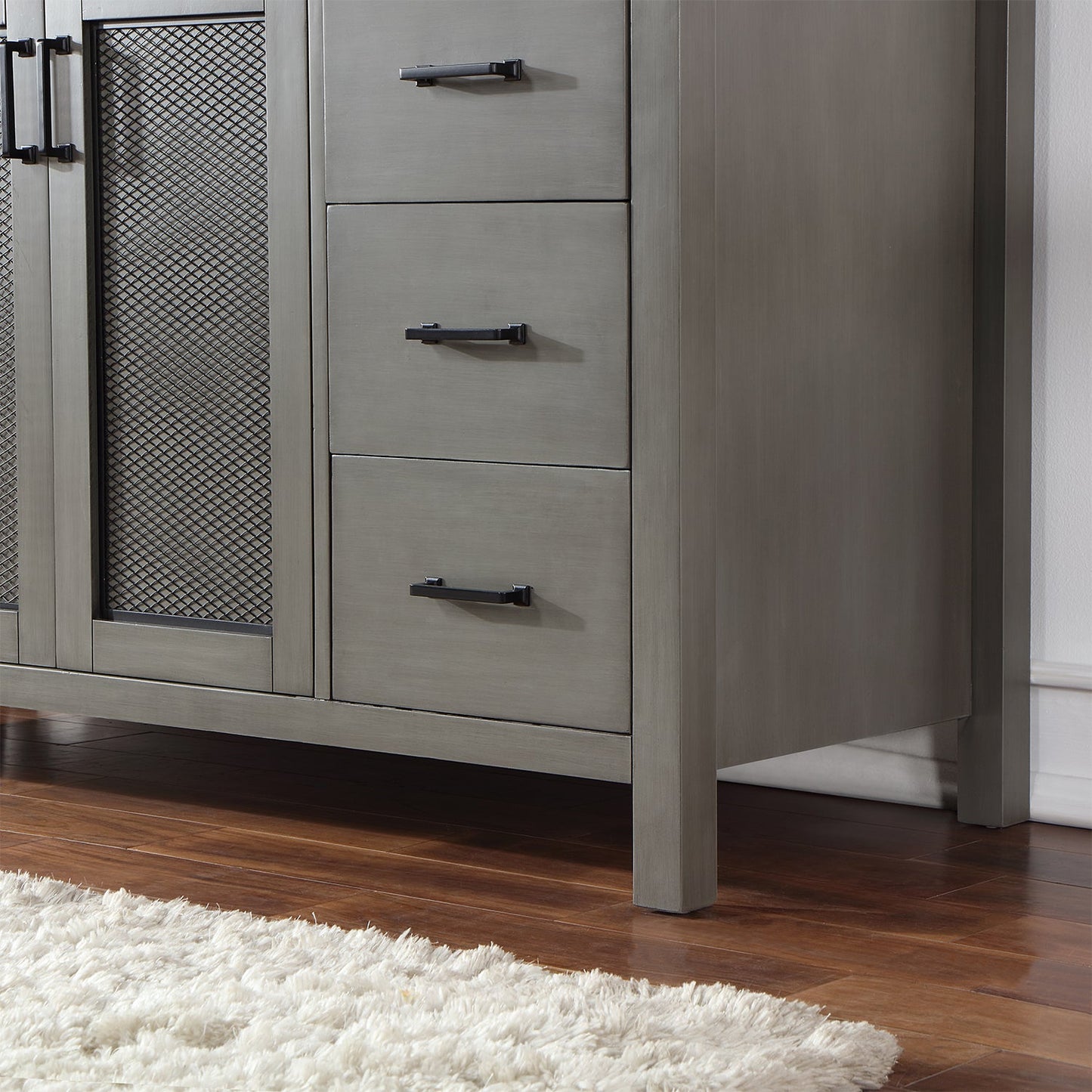 Hadiya 60" Single Bathroom Vanity Set in Gray Pine with Aosta White Engineered Stone Countertop with Mirror