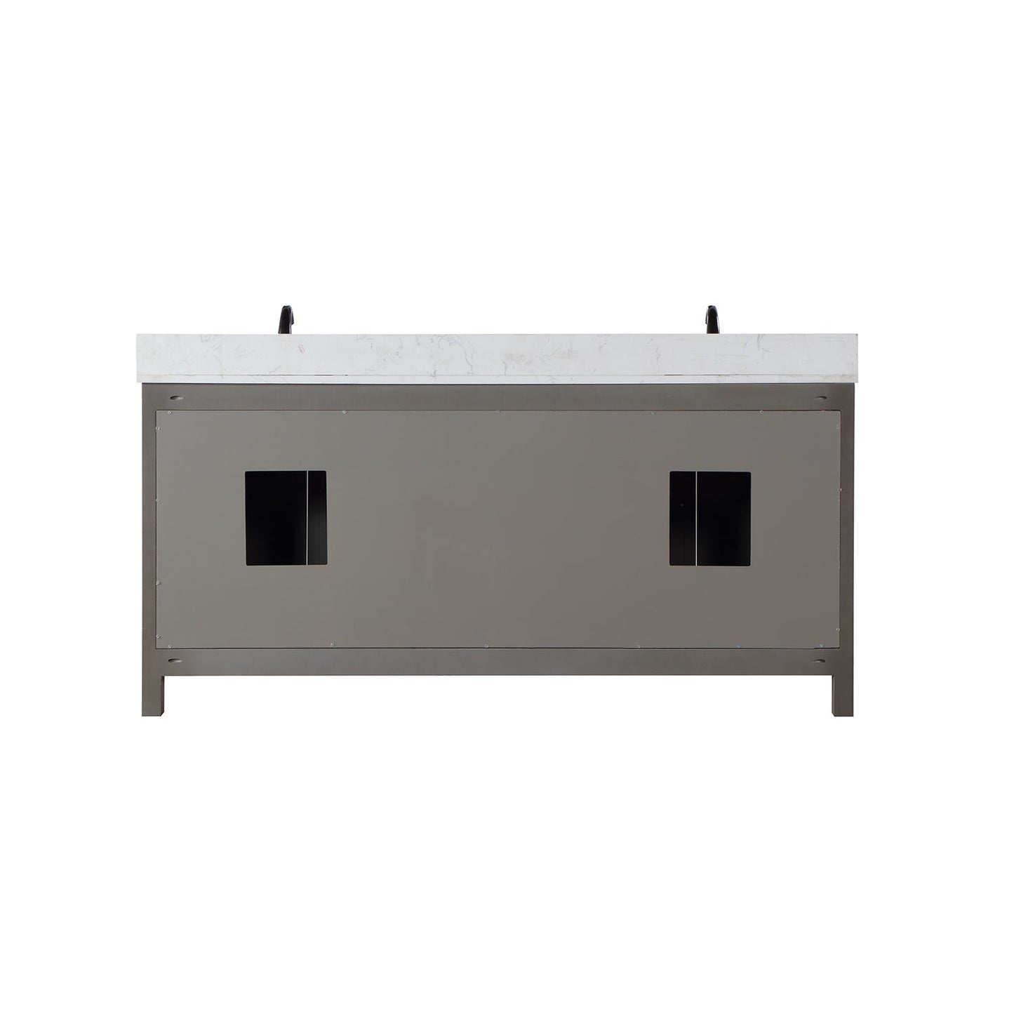 Hadiya 72" Double Bathroom Vanity Set in Gray Pine with Aosta White Engineered Stone Countertop with Mirror