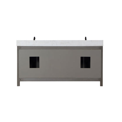 Hadiya 72" Double Bathroom Vanity Set in Gray Pine with Aosta White Engineered Stone Countertop with Mirror