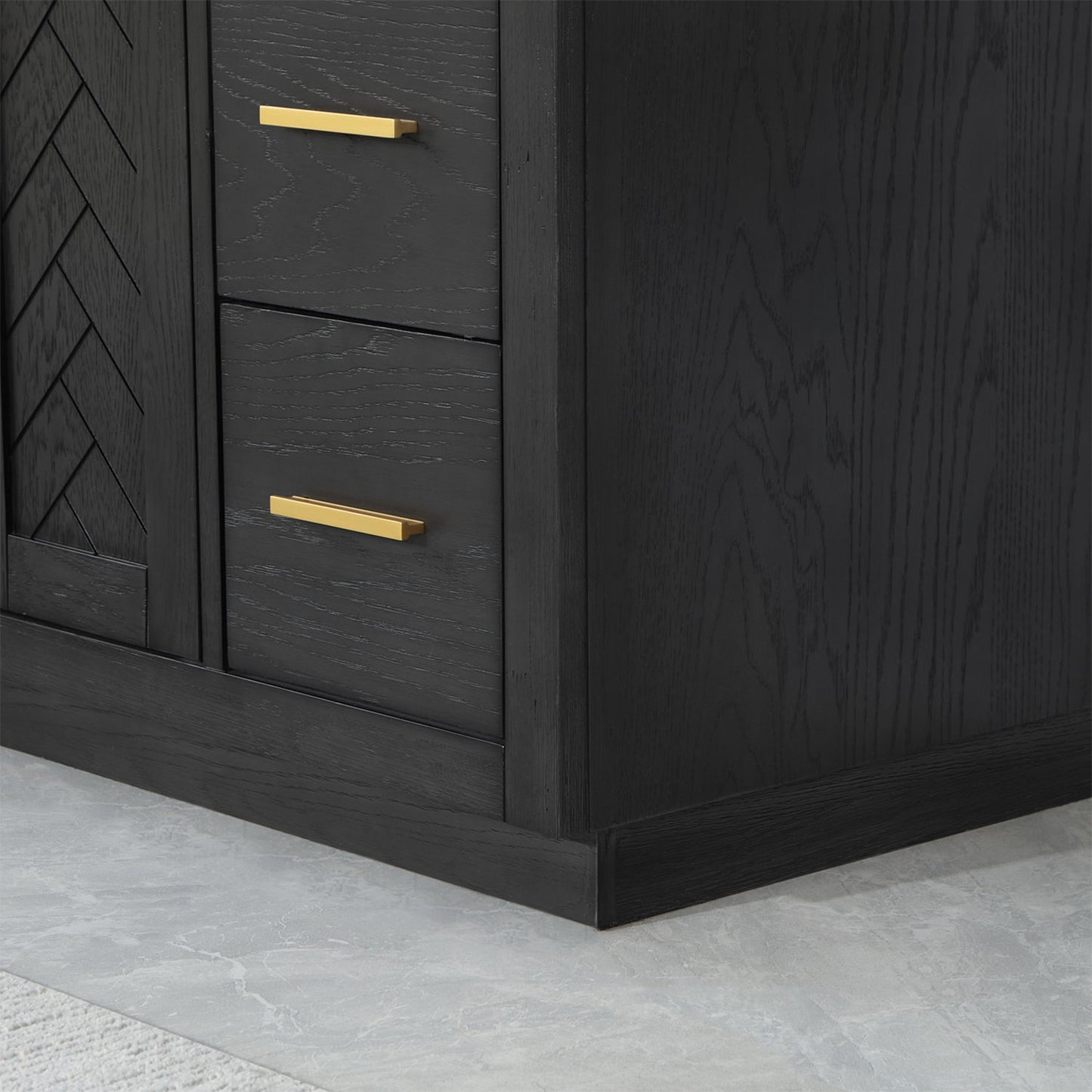 Gazsi 36" Single Bathroom Vanity Set in Brown Oak with Grain White Engineered Stone Countertop without Mirror