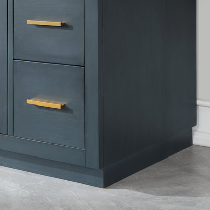Gazsi 36" Single Bathroom Vanity Set in Classic Blue with Grain White Engineered Stone Countertop without Mirror