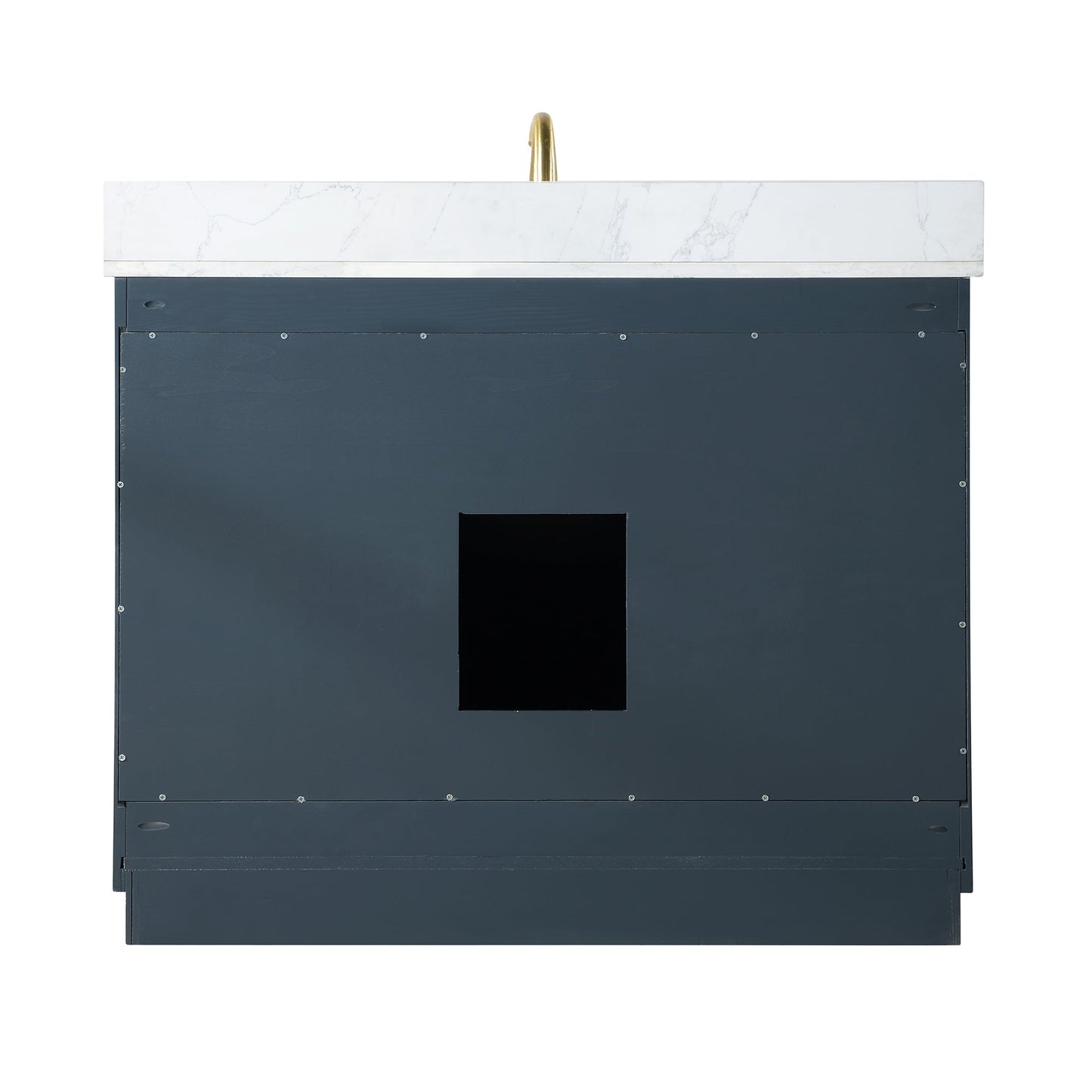 Gazsi 42" Single Bathroom Vanity Set in Classic Blue with Grain White Engineered Stone Countertop with Mirror