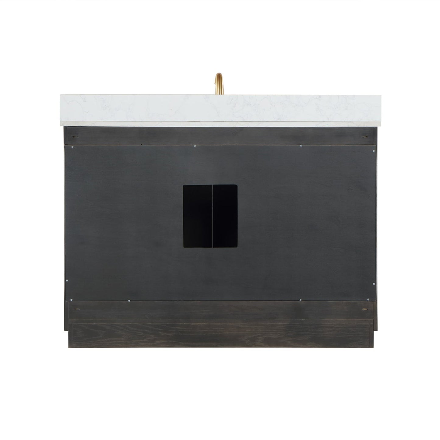 Gazsi 48" Single Bathroom Vanity Set in Brown Oak with Grain White Engineered Stone Countertop without Mirror