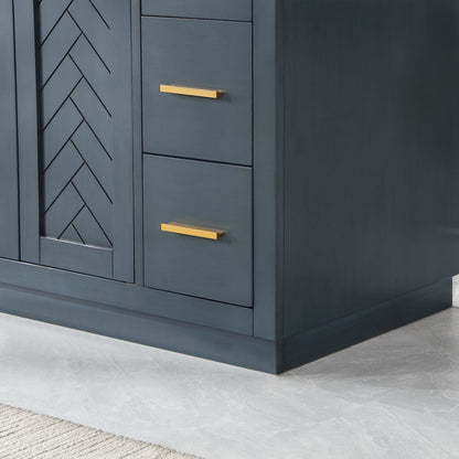Gazsi 48" Single Bathroom Vanity Set in Classic Blue with Grain White Engineered Stone Countertop without Mirror